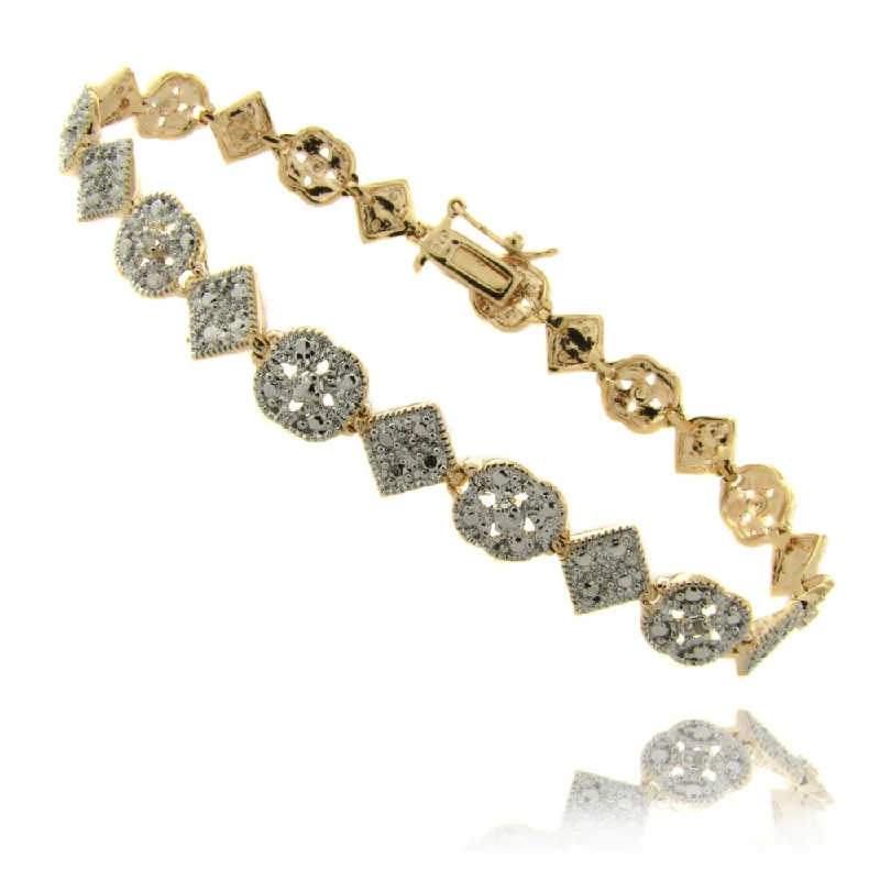 Glossy moonstone bracelet-14k Gold over Silver Diamond Accent Geometric Filigree Bracelet