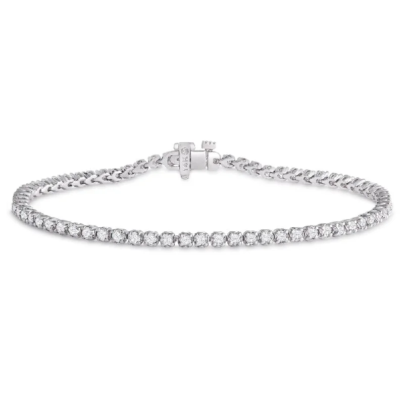 Shiny gold bracelet-14K White Gold 2ct TDW Diamond Tulip Bracelet