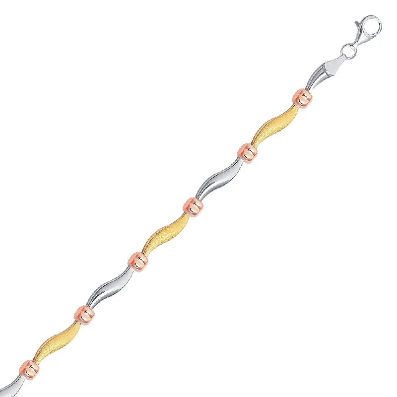 Vivid kyanite bracelet-14k Yellow and Rose Gold and Sterling Silver Bracelet with Cube Stations