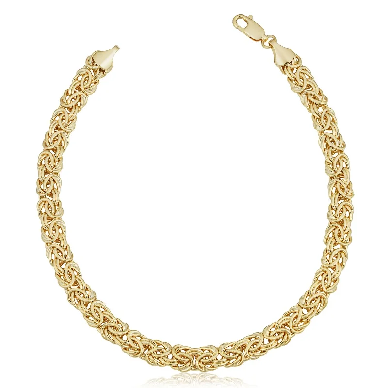 Satin iron bracelet-14k Yellow Gold Filled 6 millimeter Byzantine Link Chain Bracelet (7.5 or 8.5 inches)