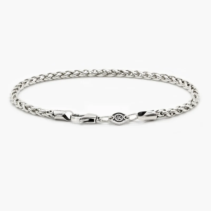 Smooth rim bracelet-3mm Sterling Silver Braided Chain Bracelet