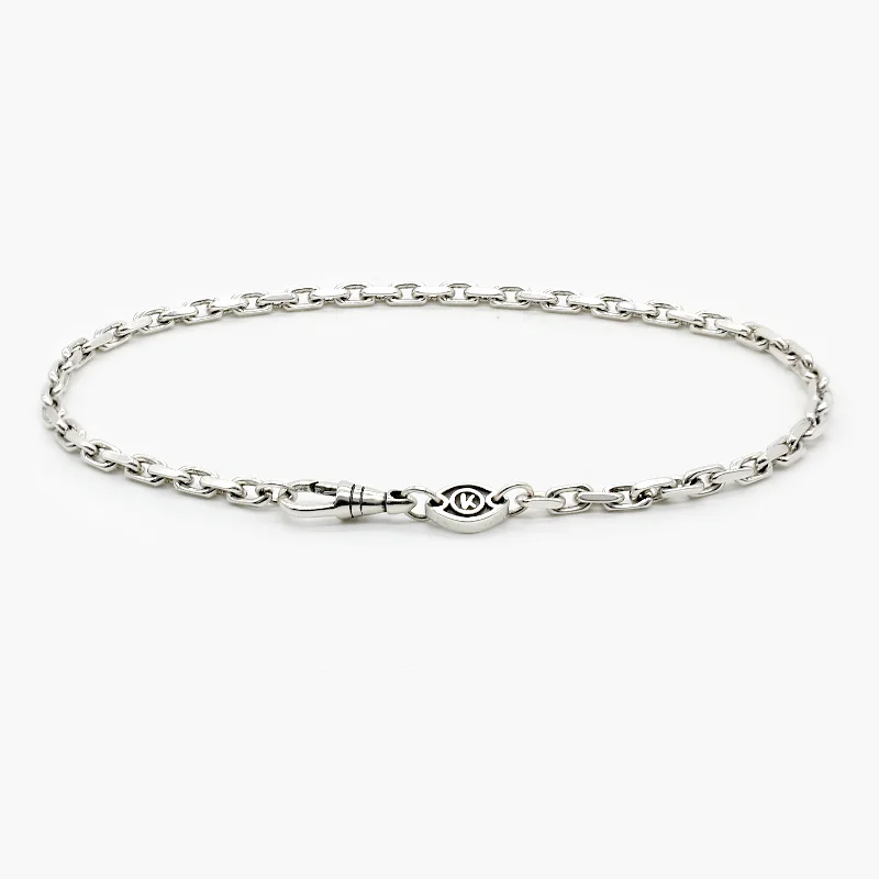 Natural stone bracelet-3mm Sterling Silver "Capri" Chain Bracelet