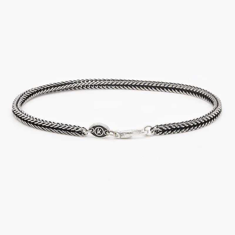 Tapered gem bracelet-4mm Sterling Silver Fox Tail Chain Bracelet