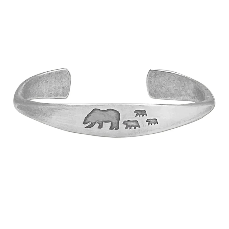 Rich gold bracelet-Bear Family Cuff Bracelet