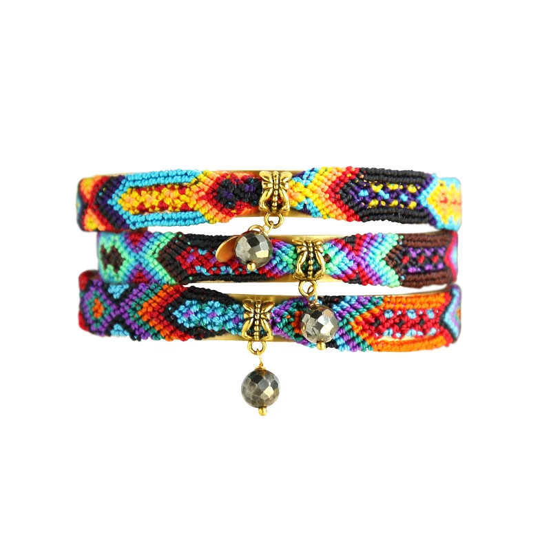 Pine cluster bracelet-Friendship Bangles in Dark Multi