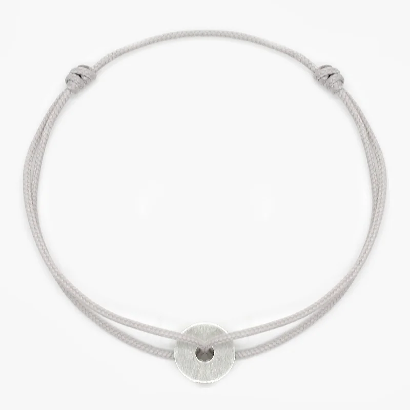 Rustic finish bracelet-Rope Bracelet With Sterling Silver Round Button (Grey)