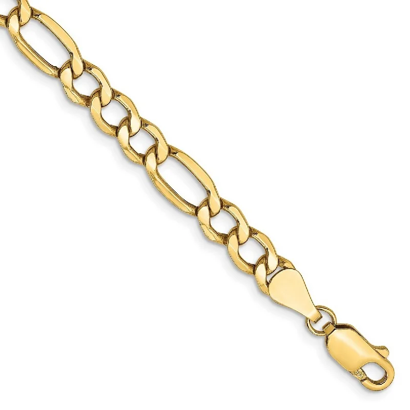 Satin granite bracelet-Curata 10k 5.35mm Semi-solid Figaro Chain Bracelet - 7 Inch