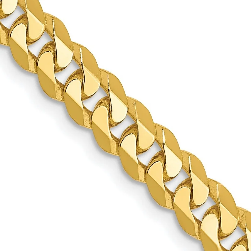 Firm gold bracelet-Curata 10k Lobster Claw Closure 4.6mm Flat Beveled Curb Chain Bracelet