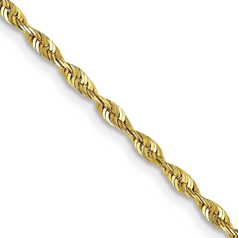 Rolling wave bracelet-Curata 10k Yellow Gold 2.0mm Sparkle Cut Extra Lite Rope Chain Bracelet