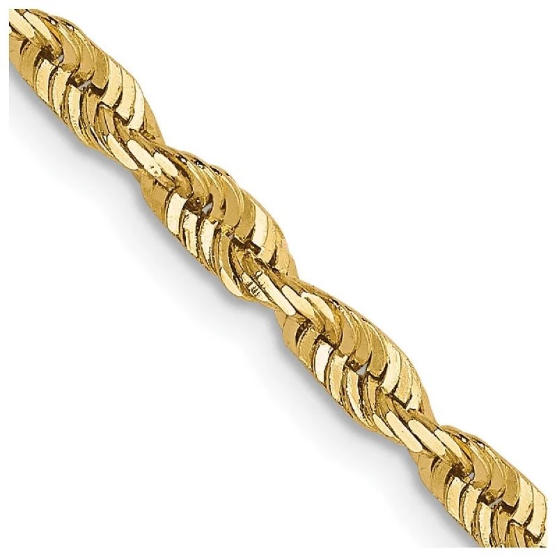 Lifted stone bracelet-Curata 10k Yellow Gold 2.8mm Sparkle Cut Lightweight Rope Chain Bracelet