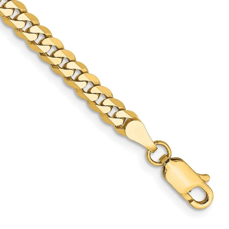 Flower-bud bracelet-Curata 10k Yellow Gold 3.9mm Flat Beveled Curb Chain Bracelet