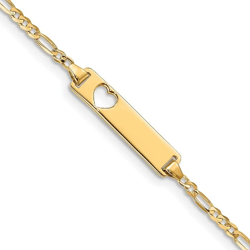 Contoured bracelet-Curata 10k Yellow Gold 5mm Engravable Figaro Link ID Bracelet