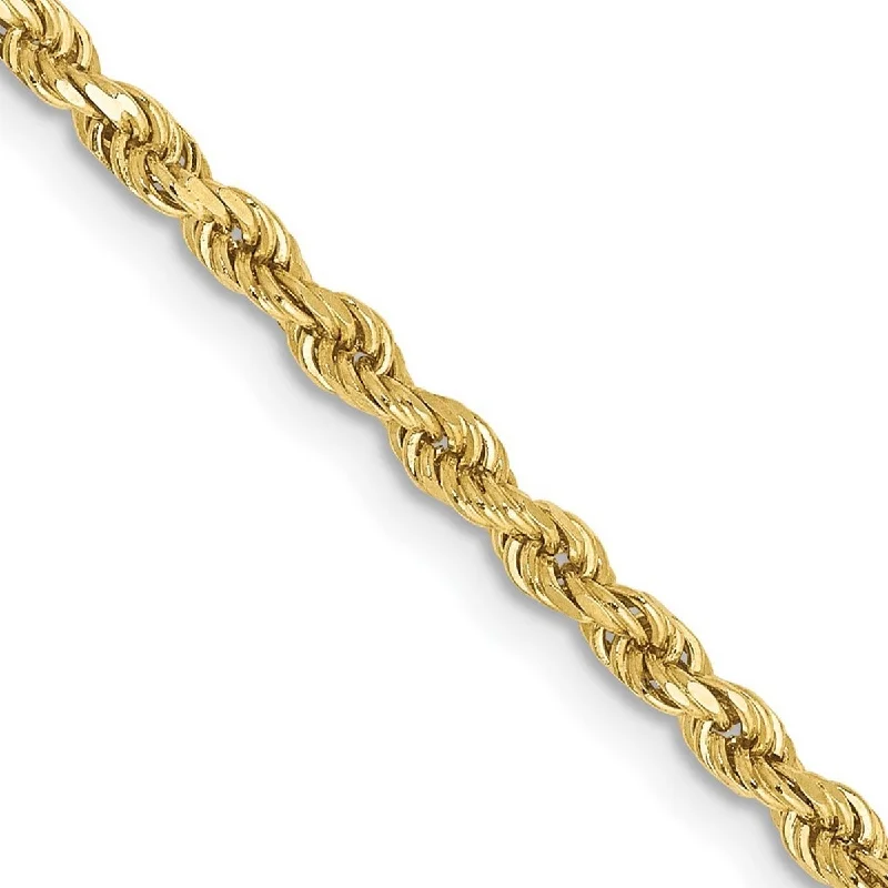 Pine cluster bracelet-Curata 10k Yellow Gold 7" Solid 2.5mm Sparkle Cut Rope Chain Bracelet