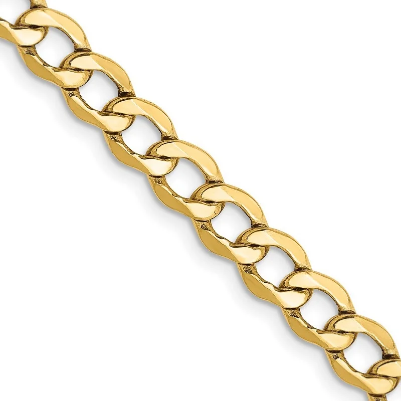 Light silver bracelet-Curata 10k Yellow Gold Polished Lobster Claw Closure 5.25mm Semi Solid Curb Link Chain Bracelet 7 Inch