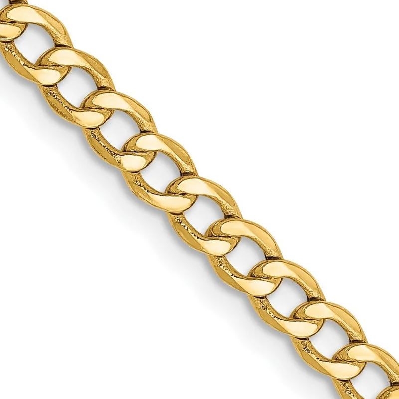 Rough-edge bracelet-Curata 14k 3.35mm Semi-solid Curb Link Chain Bracelet - 9 Inch