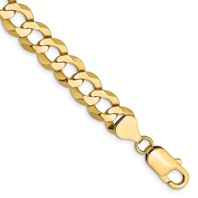 Gentle sweep bracelet-Curata 14k 8.3mm Solid Polished Light Flat Miami Curb Chain Bracelet