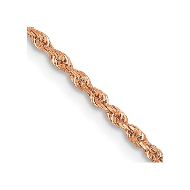 Shiny molybdenum bracelet-Curata 14k Rose Gold 10" 1.5mm Diamond-Cut Rope Chain Ankle Bracelet (Lobster-claw)