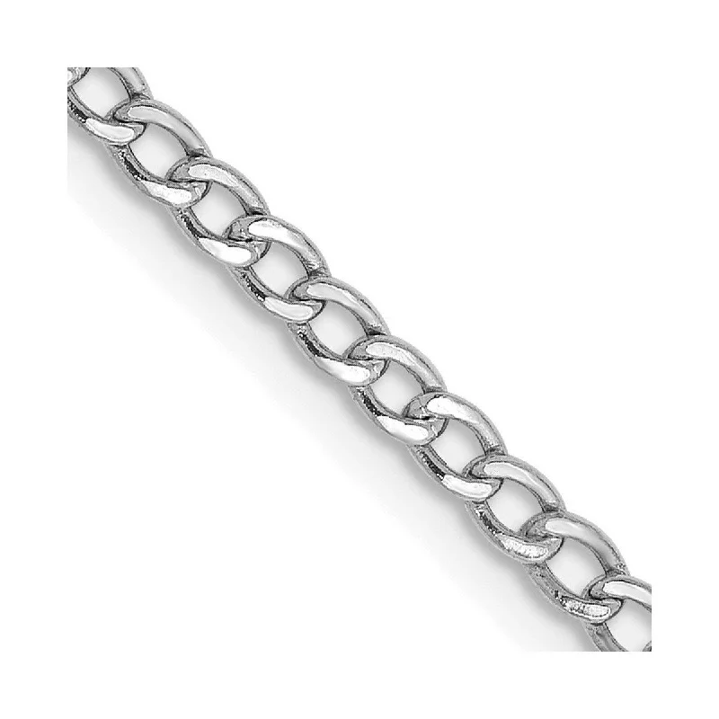 Contoured bracelet-Curata 14k White Gold 2.5mm Semi solid Curb Link Chain Bracelet