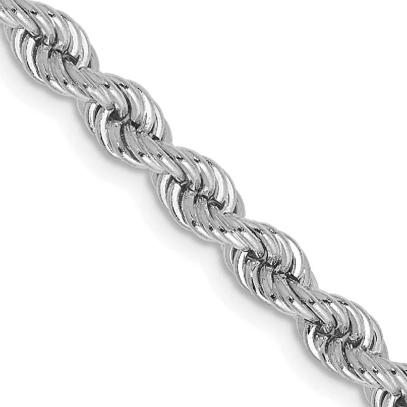 Drifting diamond bracelet-Curata 14k White Gold Solid 4.0mm Handmade Regular Rope Bracelet Lobster Claw