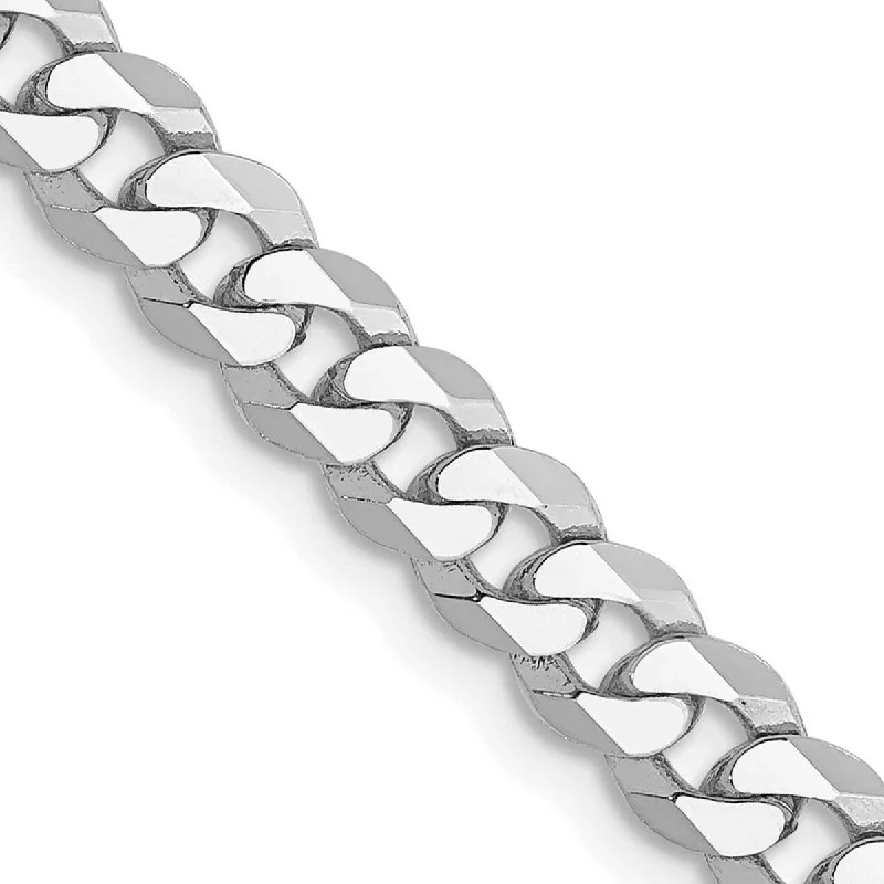 Framed design bracelet-Curata 14k White Gold Solid Polished 4.5mm Flat Curb Chain Bracelet Lobster Claw