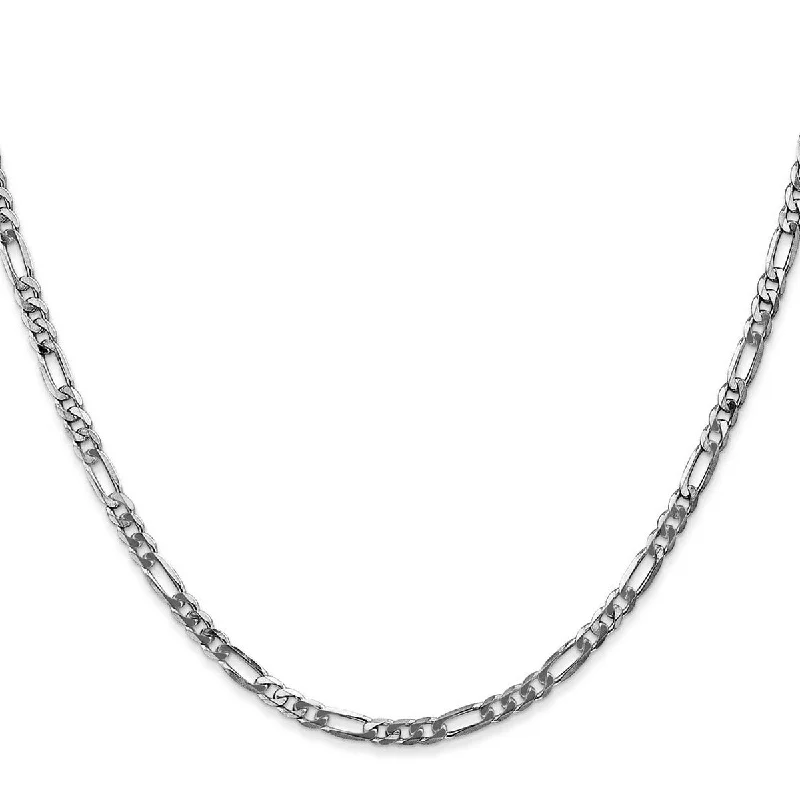 Shiny molybdenum bracelet-Curata 14k White Gold Solid Polished Lobster Claw Closure 3.0mm Flat Figaro Chain Bracelet - 9 Inch