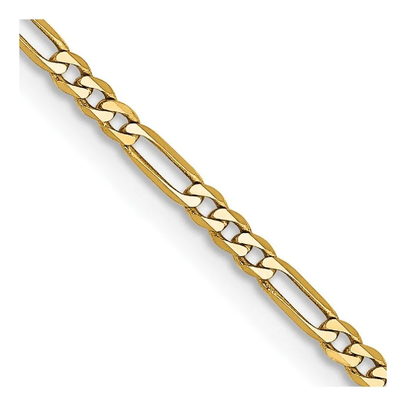 Framed design bracelet-Curata 14k Yellow Gold 1.80mm Flat Figaro Chain Bracelet - 7 Inch