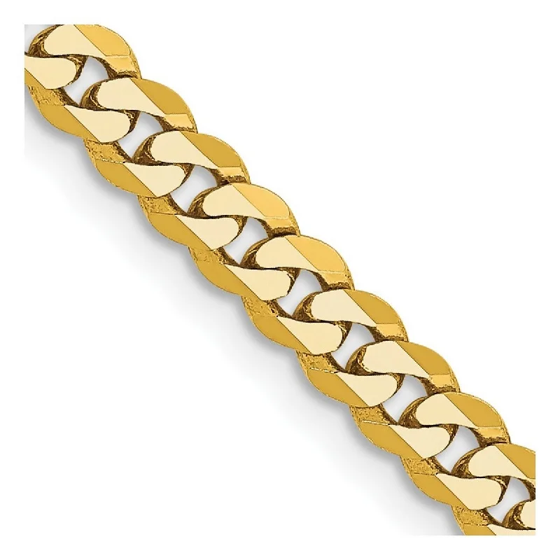 Striated edge bracelet-Curata 14k Yellow Gold 9" 2.9mm Beveled Curb Chain Ankle Bracelet (Lobster-claw)