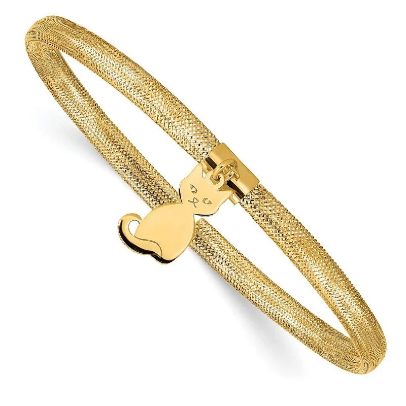 Shaded gem bracelet-Curata 14k Yellow Gold Cat Stretch Mesh Bracelet