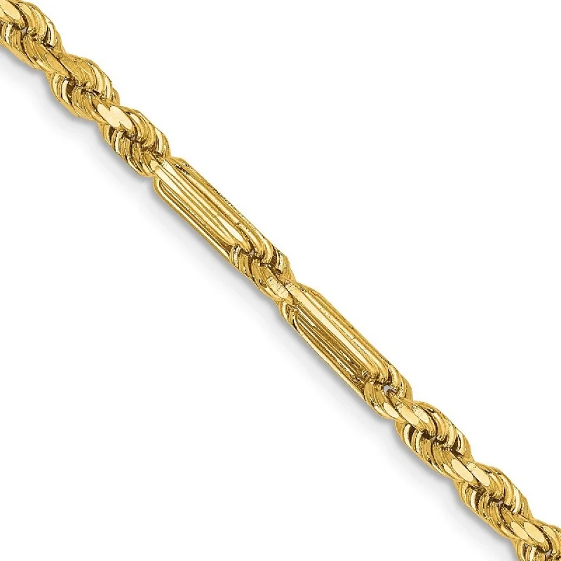 Ridge motif bracelet-Curata 14k Yellow Gold Solid 3.0mm Milano Rope Chain Bracelet Lobster Claw