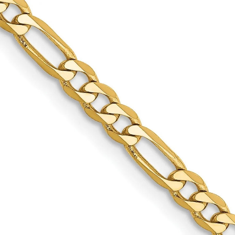 Open coil bracelet-Curata 14k Yellow Gold Solid Polished Lobster Claw Closure 3.25mm Flat Figaro Chain Bracelet - 7 Inch - Lobster Claw