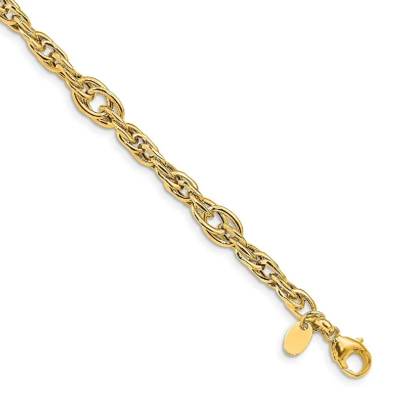 Rough-edge bracelet-Curata 4.5mm 14k Gold Polished Link Bracelet 7.5 Inch