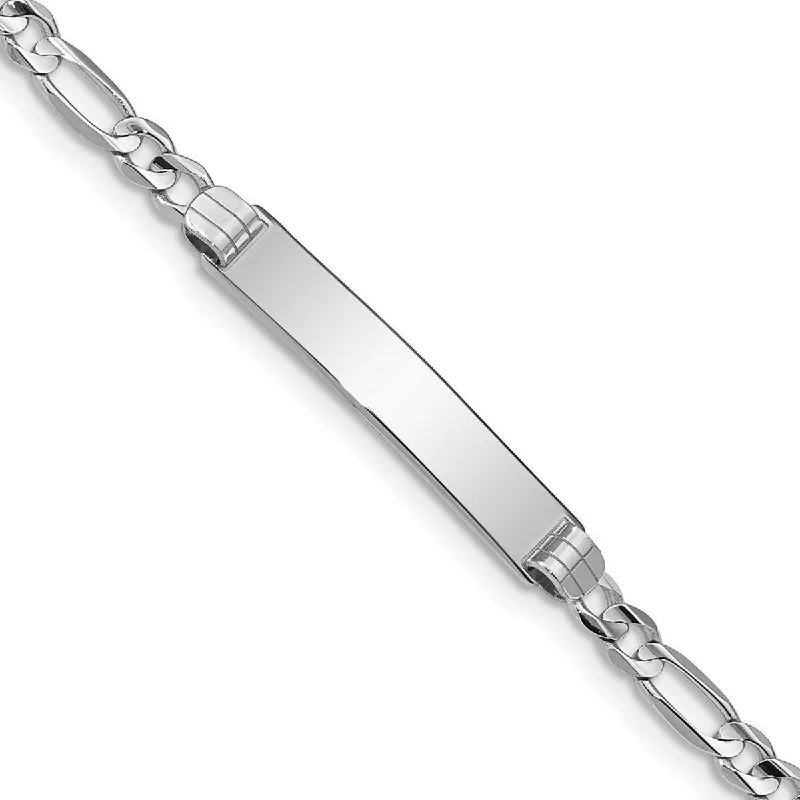 Glossy moonstone bracelet-Curata 5mm 14k White Gold Engravable Figaro Link ID Bracelet