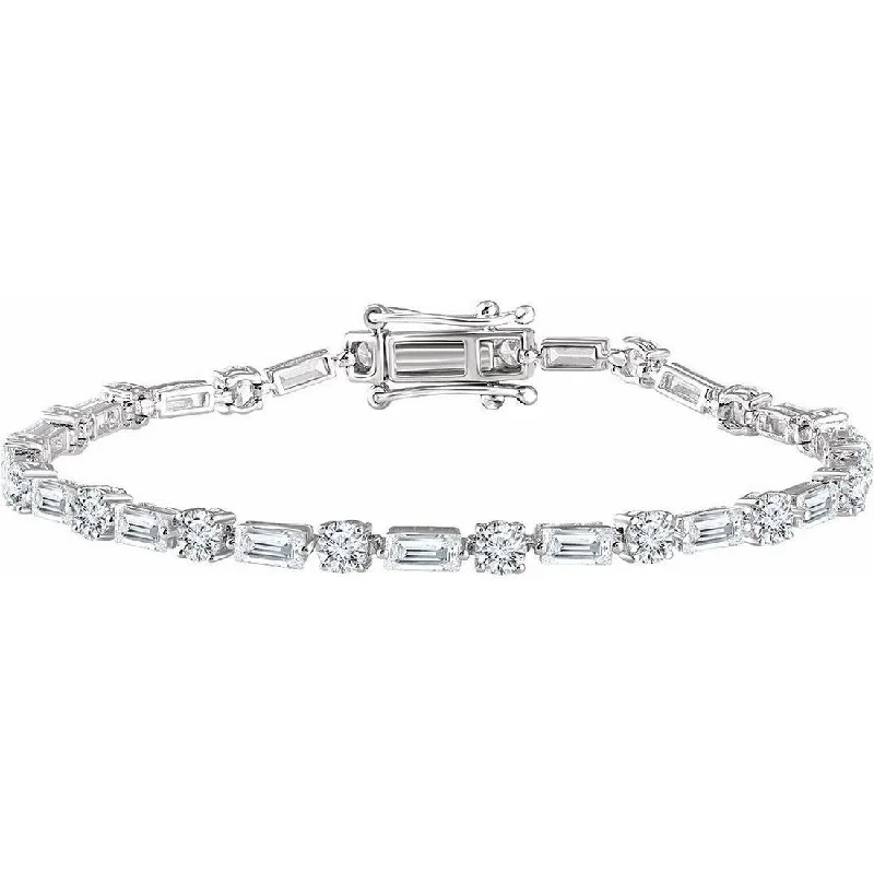 Rising bar bracelet-Curata 925 Sterling Silver Polished CZ Cubic Zirconia Simulated Diamond 7 Inch Line Bracelet