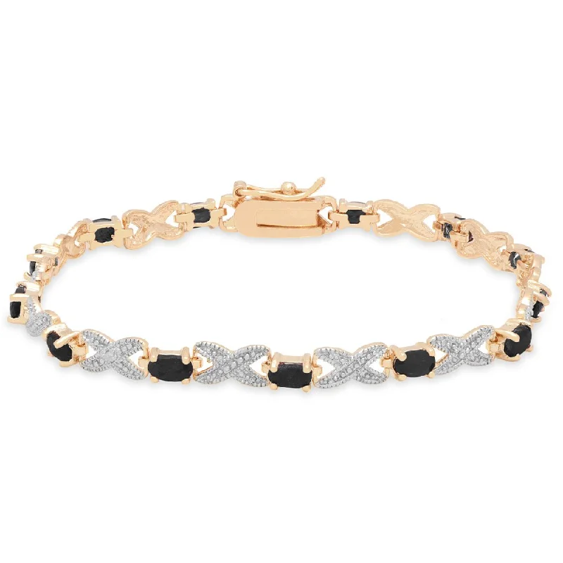 Light-etched bracelet-Dolce Giavonna Gold over Silver Gemstone and Diamond Accent 'XO' Bracelet