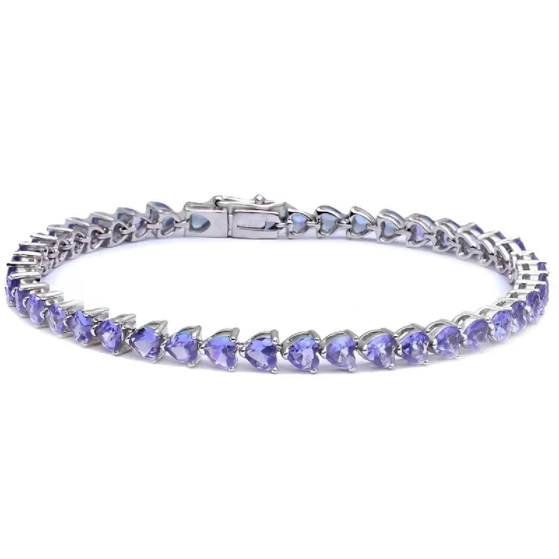 Ridge motif bracelet-Donatello Gian Heart Cut Genuine Tanzanite Tennis Bracelet