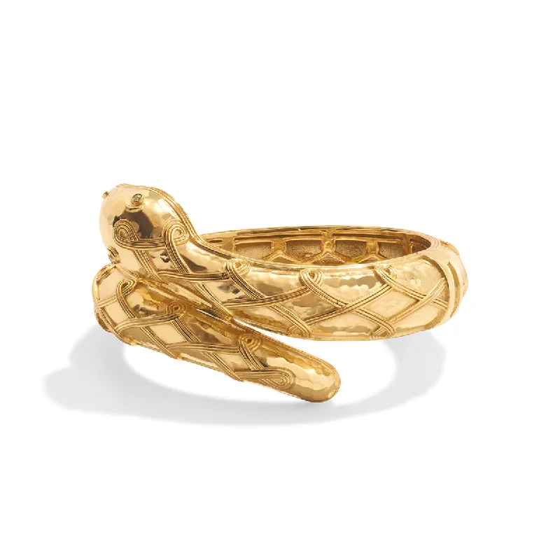 Drifting diamond bracelet-Earth Goddess Serpentina Hinged Bangle - Gold