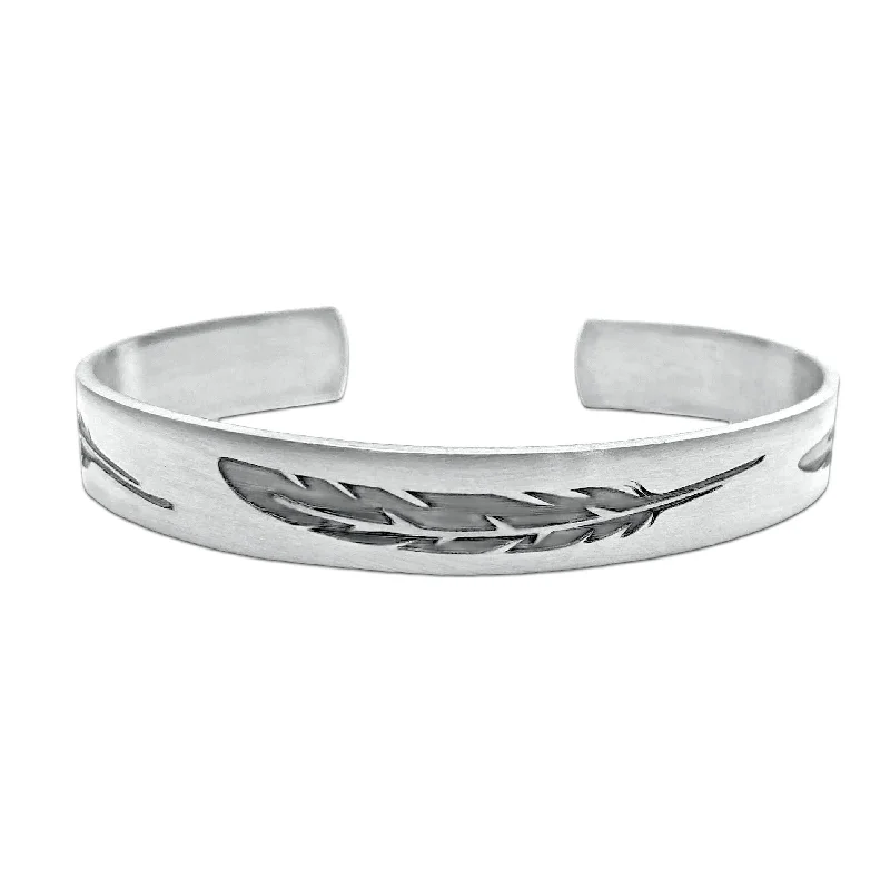 Lined band bracelet-Feather Cuff Bracelet