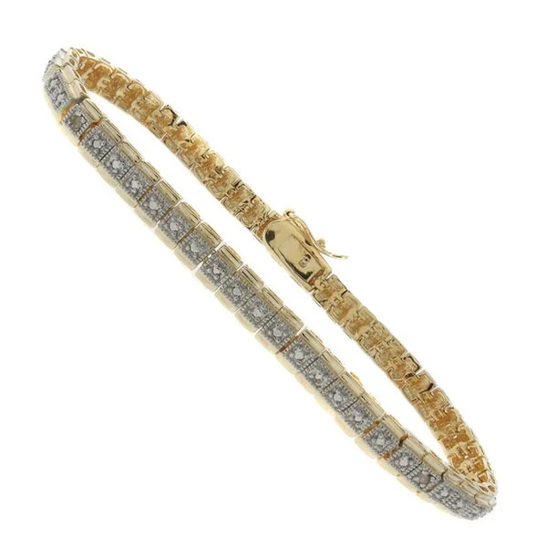 Shiny molybdenum bracelet-Finesque 14k Gold Overlay Diamond Accent Two-tone Tennis Bracelet