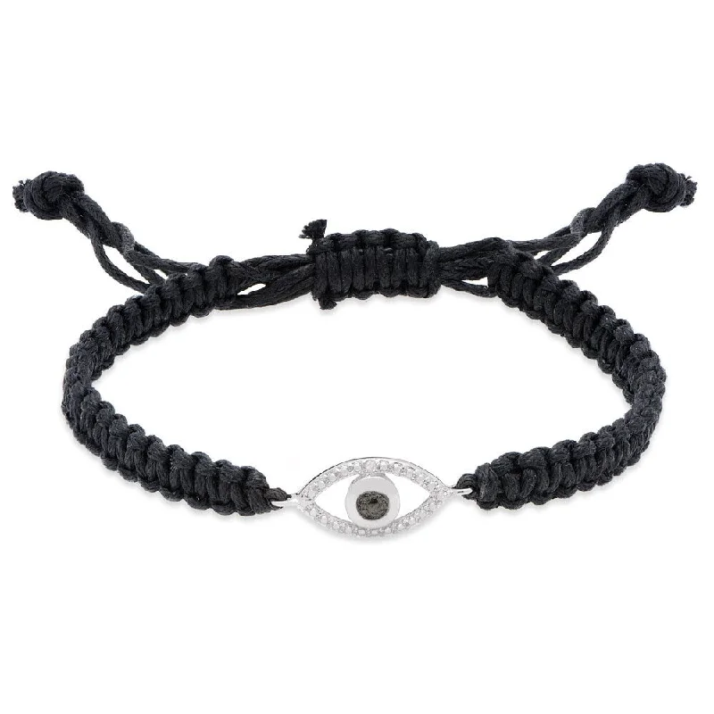 Shimmering minimalist bracelet-Finesque Diamond Accent Evil Eye Adjustable Black Cord Bracelet