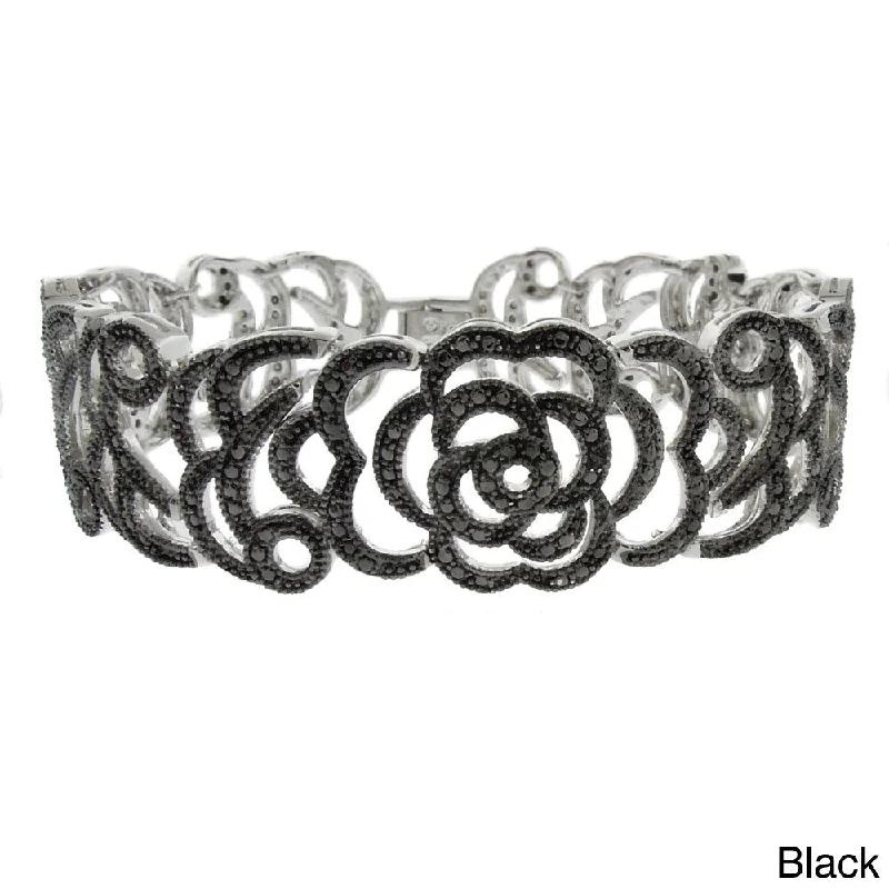 Ethnic grooved bracelet-Finesque Diamond Accent Flower Bracelet (I-J, I2-I3)