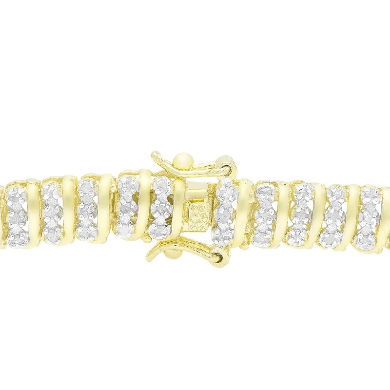 Light-etched bracelet-Finesque Gold Over Silver or Sterling Silver 1 1/2 ct TDW Diamond Bracelet