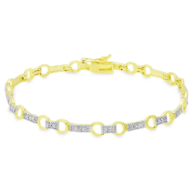 Smooth aluminum bracelet-Finesque Gold Over Silver or Sterling Silver ct TDW Diamond Circle Link Bracelet (I-J, I2-I3)