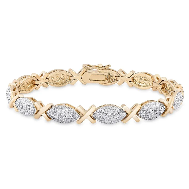 Open-cloud bracelet-Finesque Gold Overlay 1/4 ct TW Diamond Bracelet