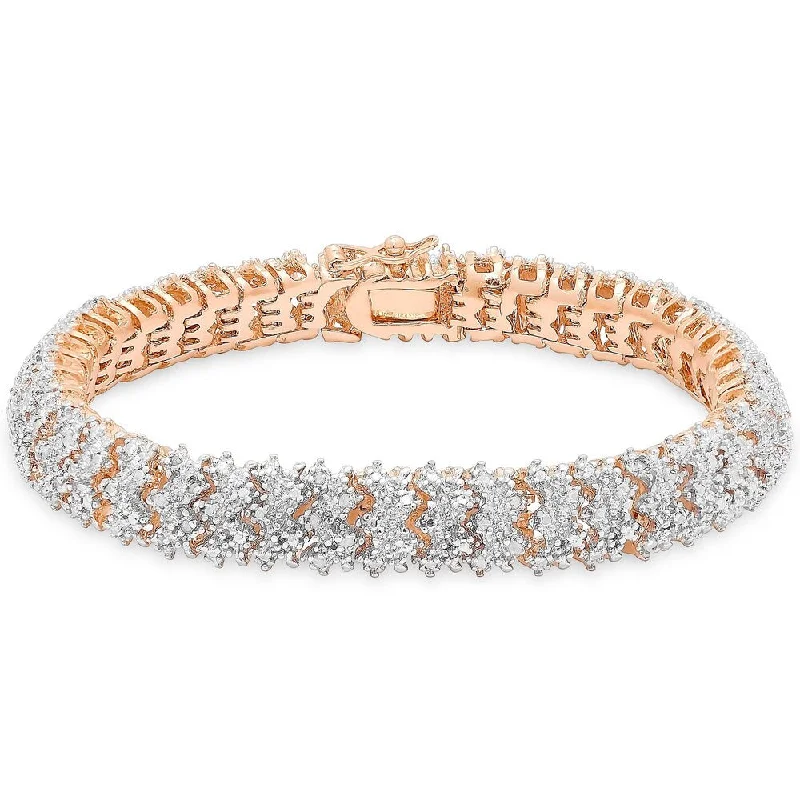 Leaning gem bracelet-Finesque Silver or Gold Overlay 1ct TDW Diamond Bracelet