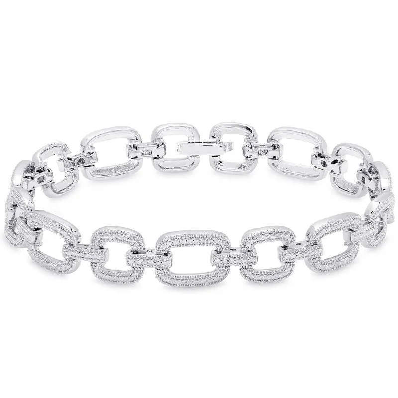 Celestial moon bracelet-Finesque Silver Overlay Diamond Accent Bracelet