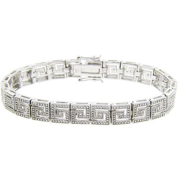 Rolling wave bracelet-Finesque Sterling Silver 1/2ct TDW Diamond Greek Key Bracelet (J-K, I3)