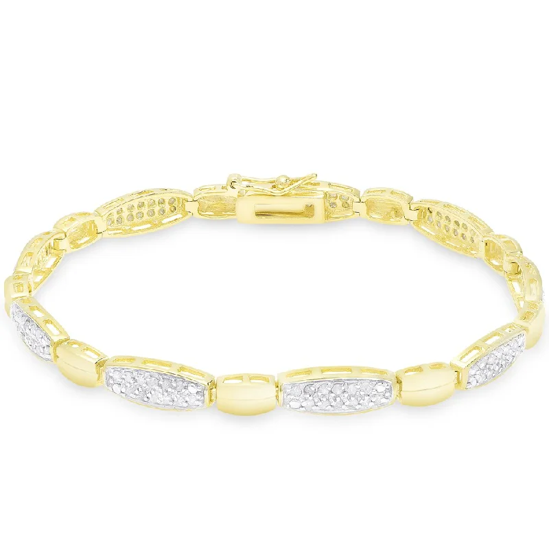 Carved pattern bracelet-Finesque Sterling Silver or Gold Over Silver 1 ct TDW Diamond Bracelet