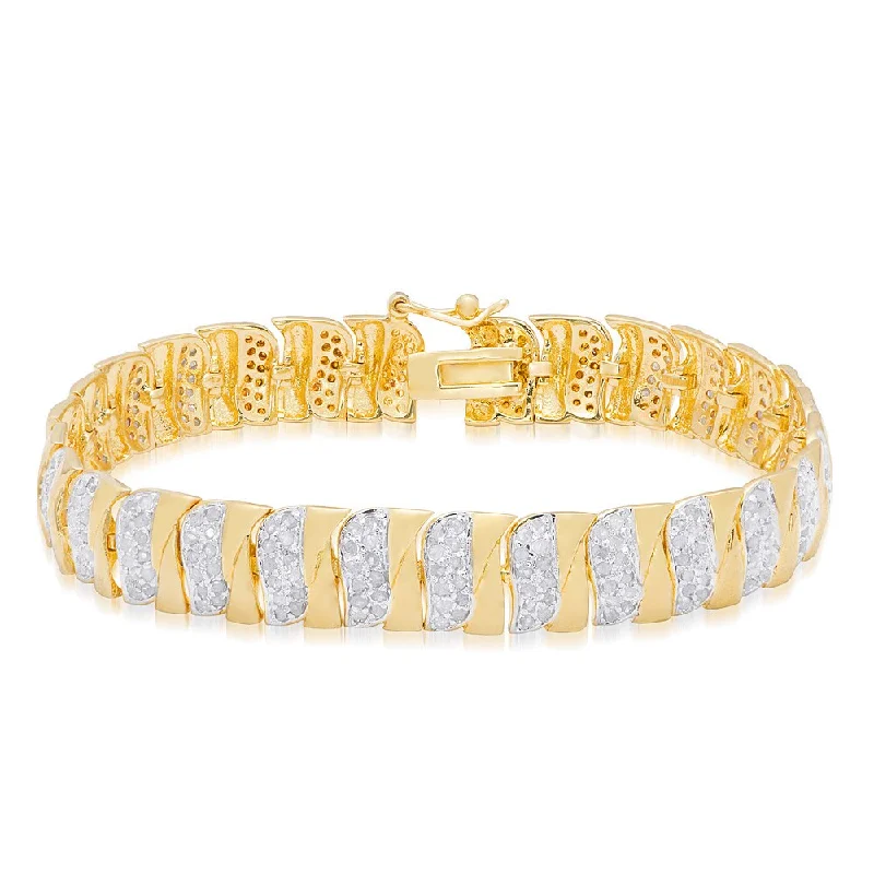 Smooth aluminum bracelet-Finesque Yellow Gold Overlay 2 3/4ct TDW Diamond Bracelet