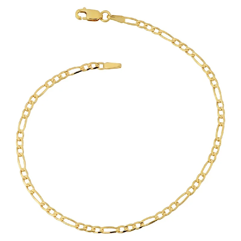 Framed band bracelet-Fremada 10k Yellow Gold 2.3-mm High Polish Concave Figaro Link Bracelet (7 or 8 inches)