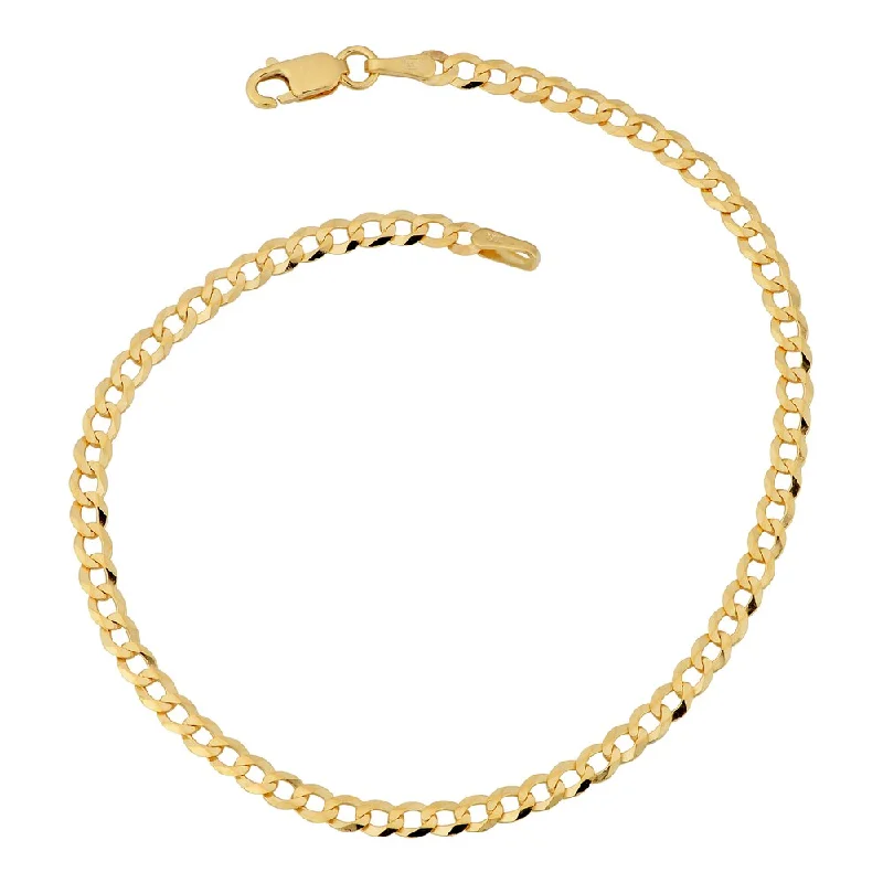 Satin granite bracelet-Fremada 10k Yellow Gold 3-mm High Polish Curb Link Bracelet (7 or 8 inches)